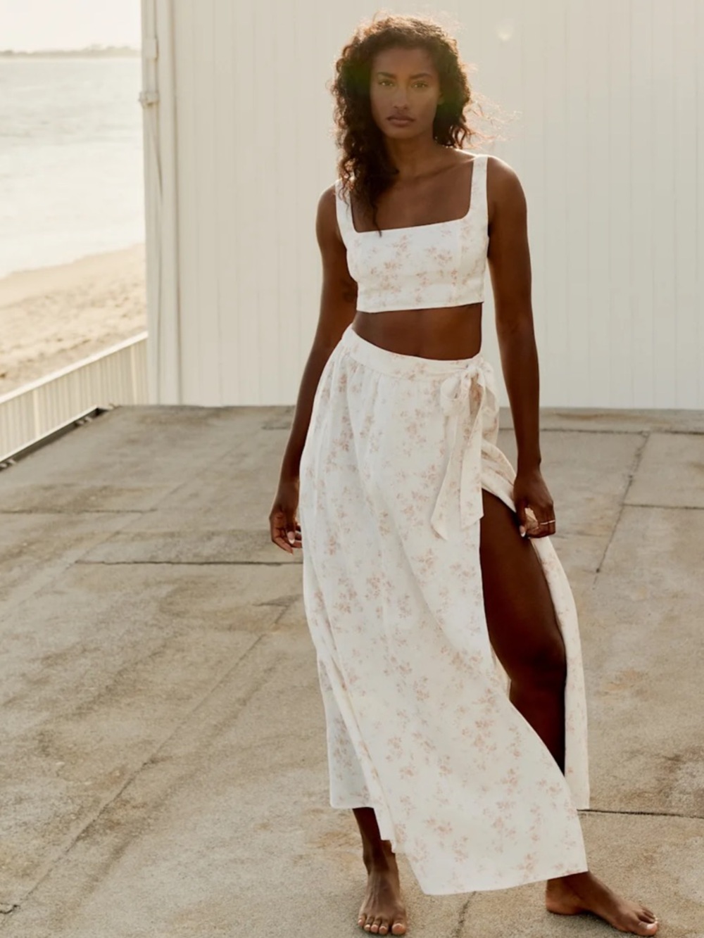 Reformation Palm Linen Set Skirt and Top Floral Print - Picture 2 of 13